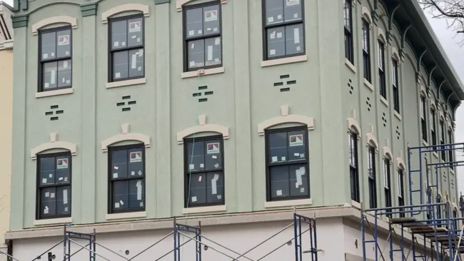 Masonry at the corner of a facade elevation in New York City